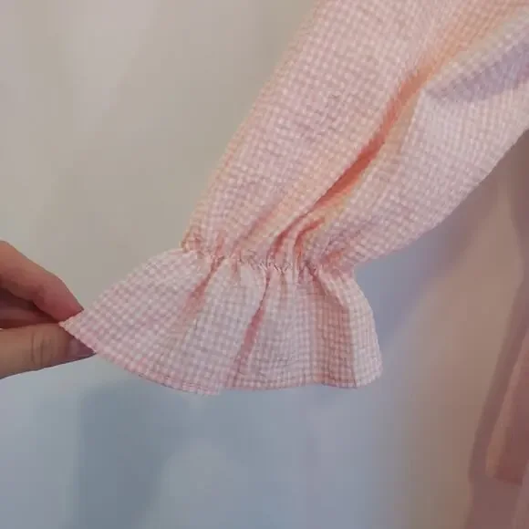 Beautiful Pink Gingham Midi Dress - Picture 4 of 9